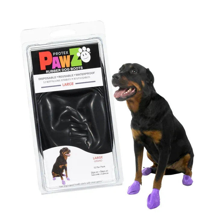 Pawz Disposable Boots Large 4" Purple 12Pk