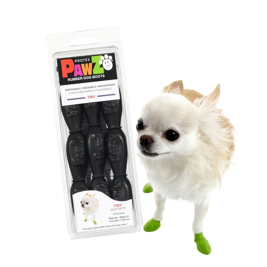 Pawz Disposable Boots Tiny 1" Black 12Pk
