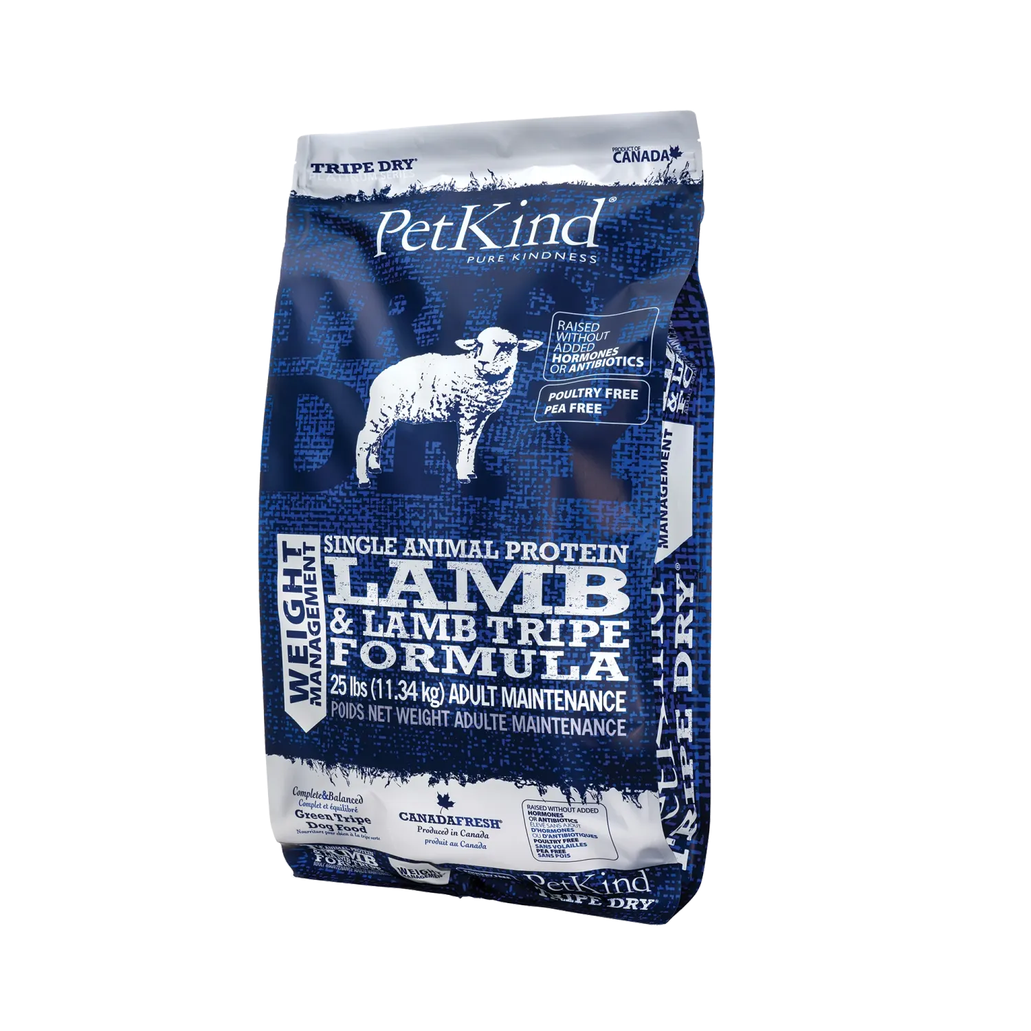 Petkind Dog Weight Management Lamb & Lamb Tripe Formula 25Lb/11.3Kg