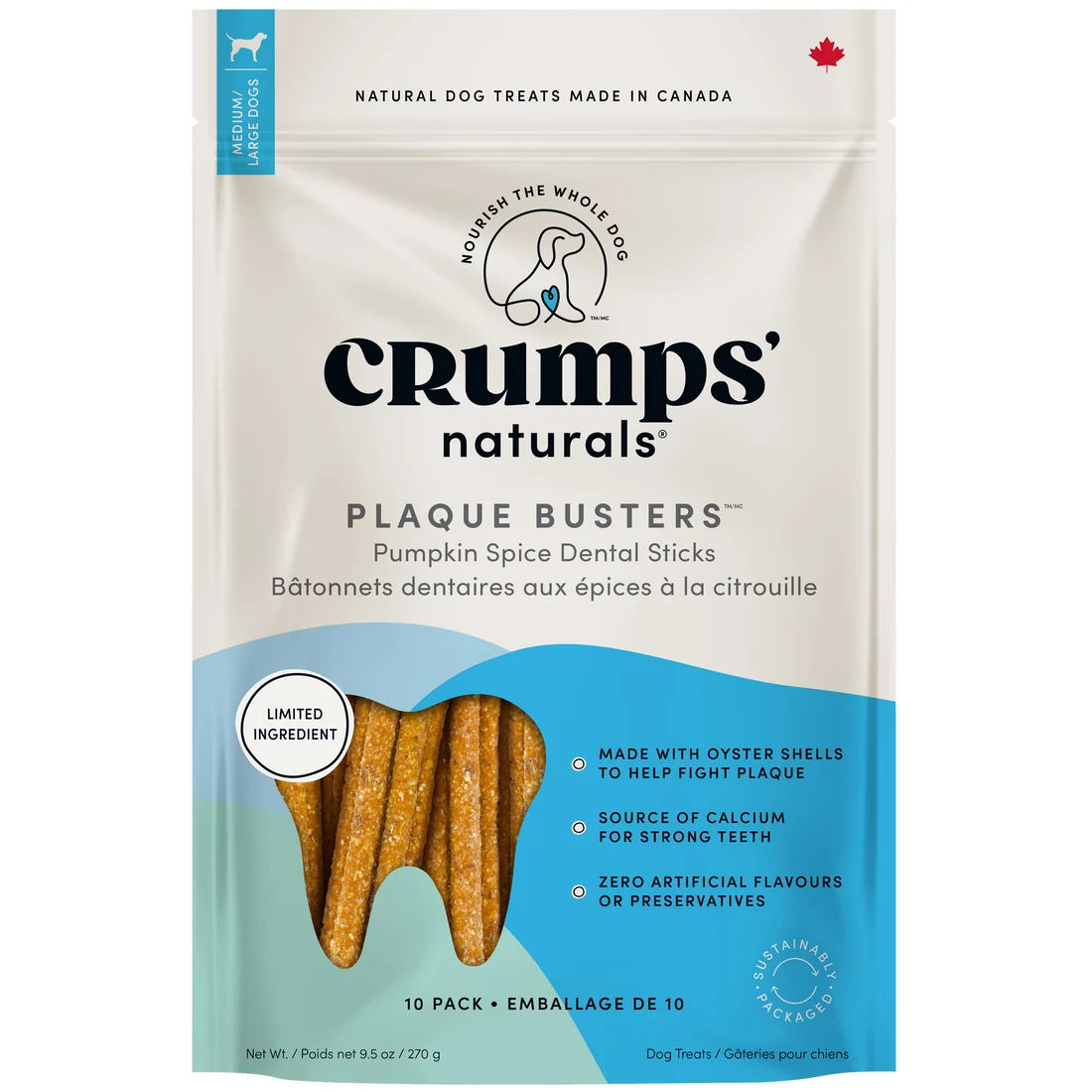 Crumps Plaque Busters Pumpkin Spice 7" 10pk 9.5oz/270g