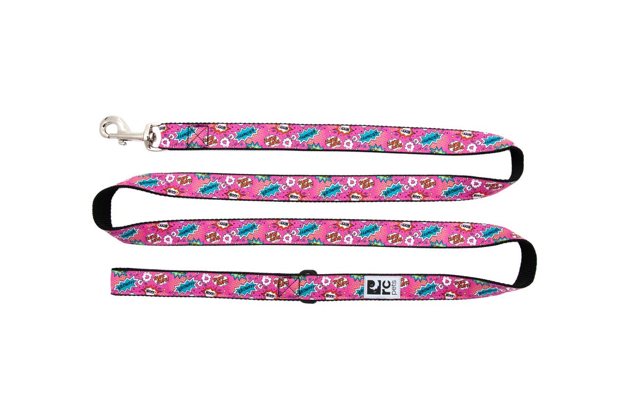 RC Pets Dog Leash Pink Comic Sounds 1"x6'