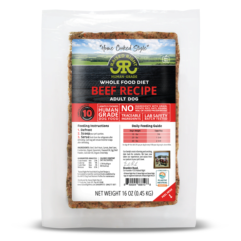 Raised Right Dog Original Beef Recipe 16oz