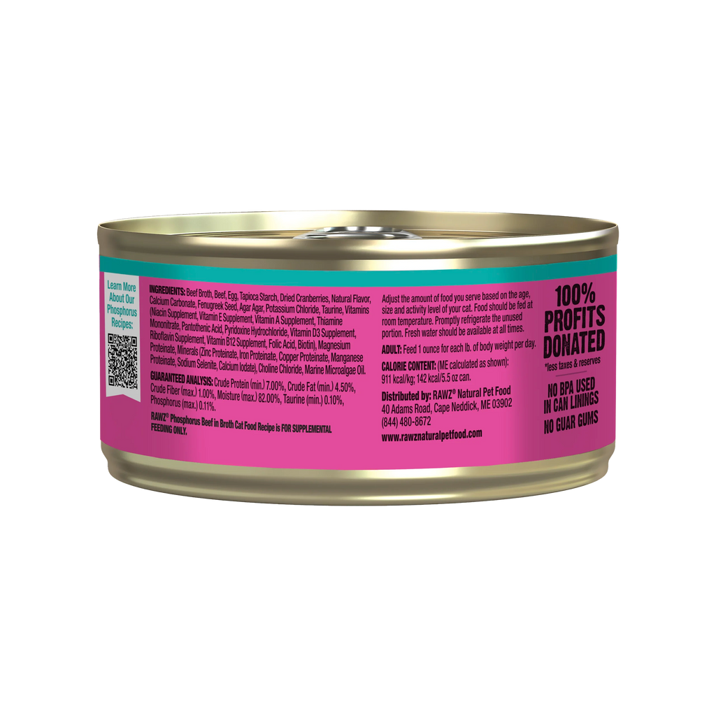 Rawz Cat Lower Phosphorus Beef Pate Recipe 5.5oz/155g