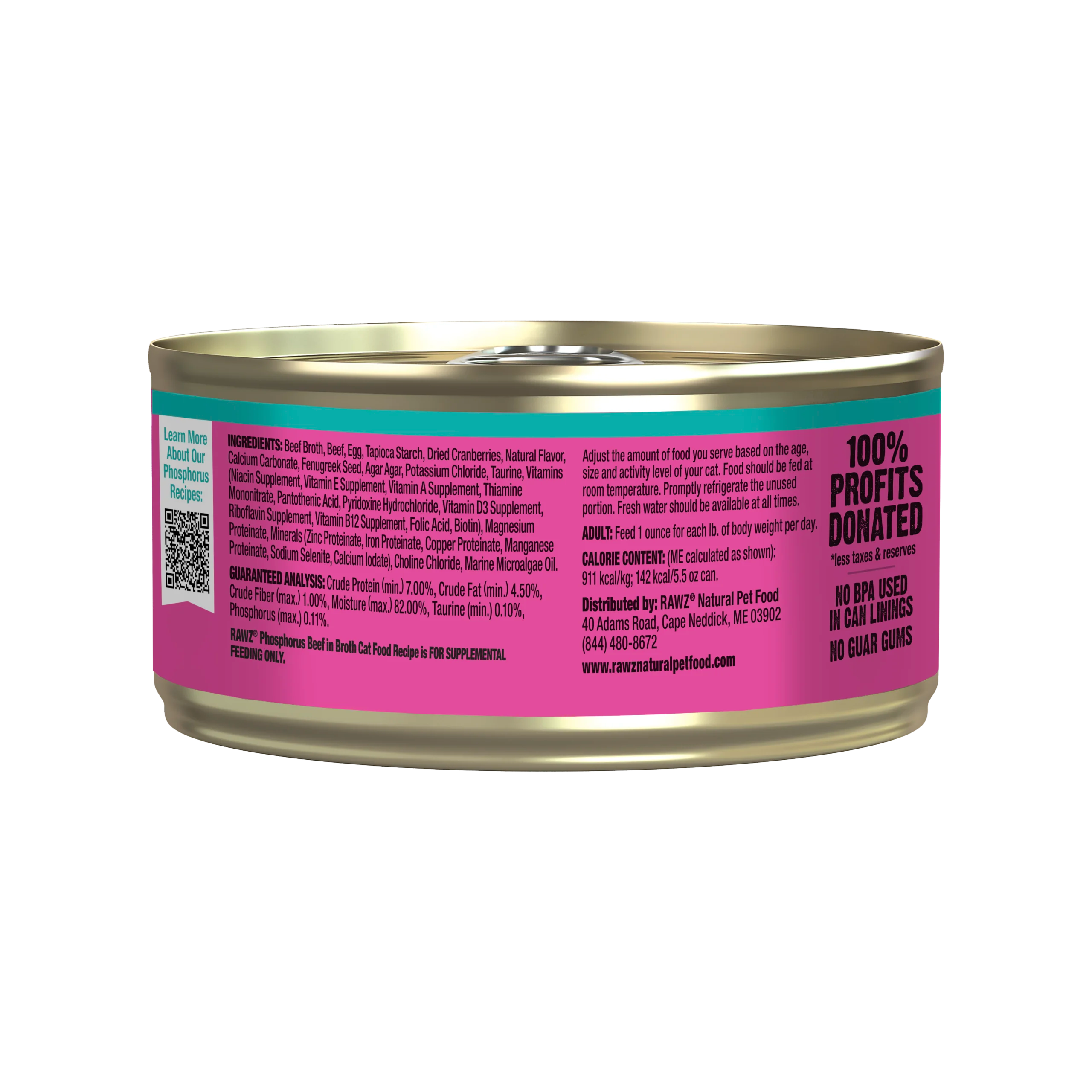 Rawz Cat Lower Phosphorus Beef Pate Recipe 5.5oz/155g