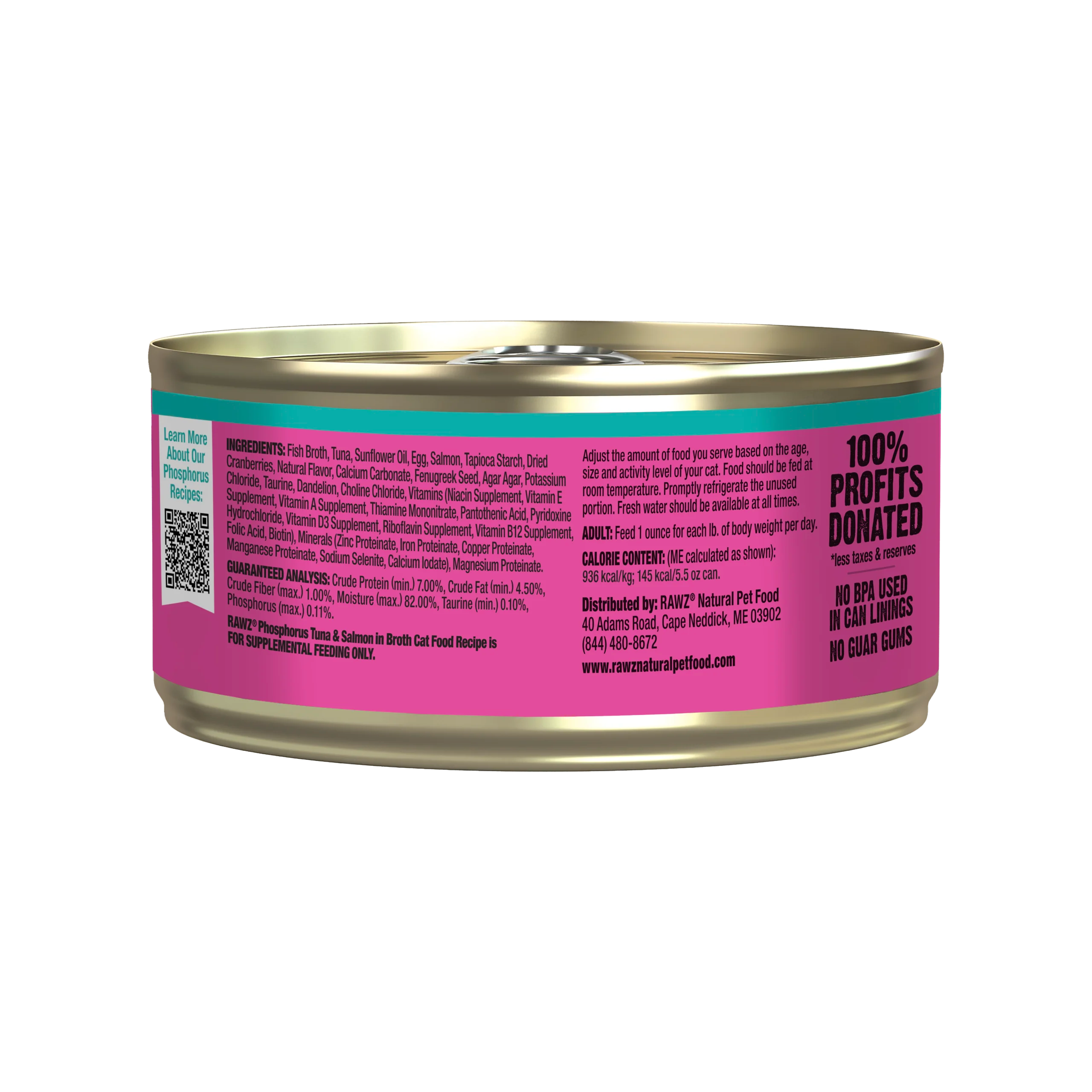 Rawz Cat Lower Phosphorus Tuna & Salmon Pate Recipe 5.5oz/155g