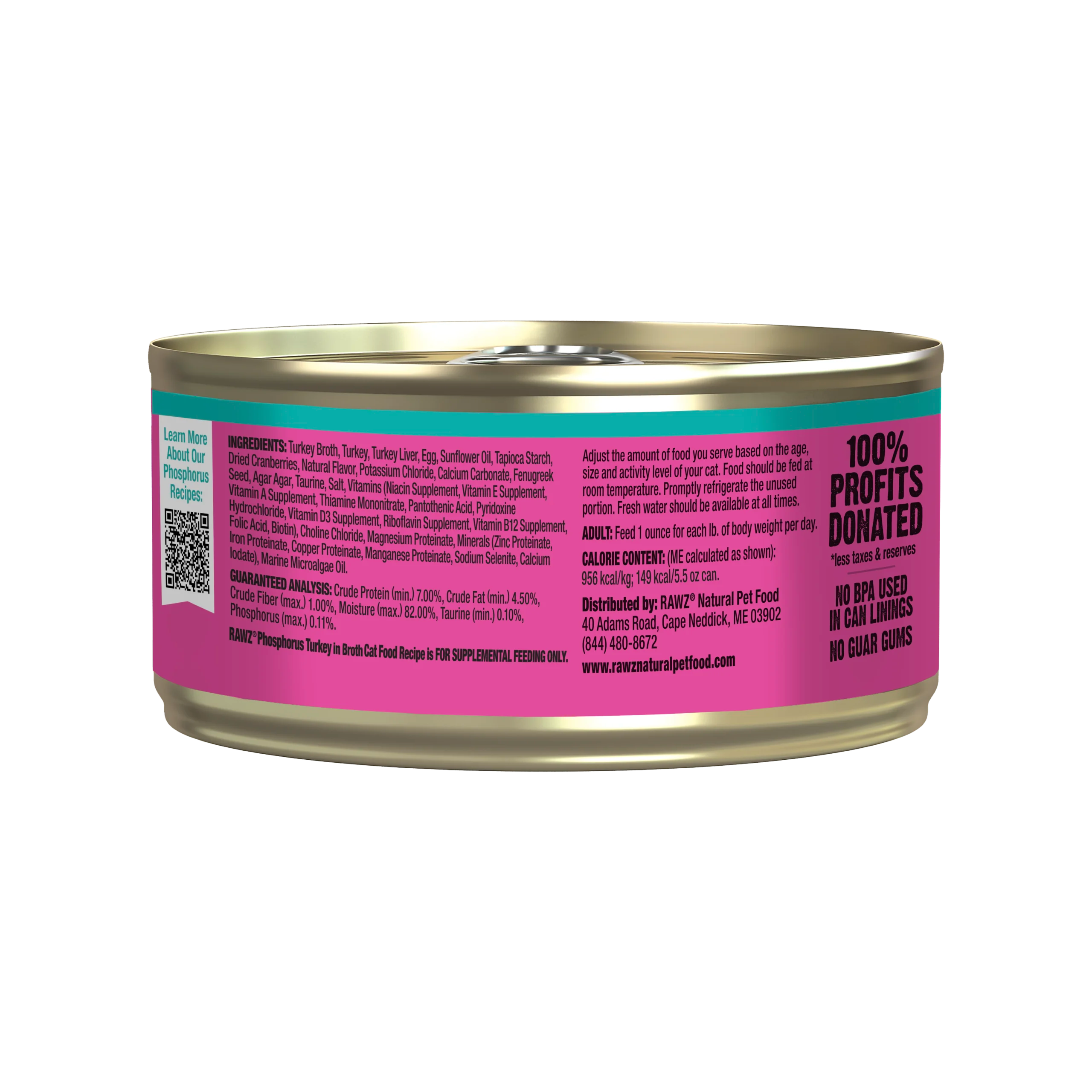 Rawz Cat Lower Phosphorus Turkey Recipe Pate 5.5oz/155g