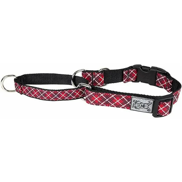 Rc Pets Easy Clip Web Training Collar Red Tartan 1" Wide Large - Discontinued Pattern