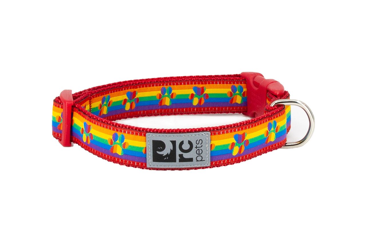 Rc Pets Clip Collar Rainbow Paws 5/8" Wide X-Small 7"-9"