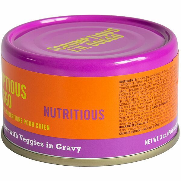 Scrumptious L'Il Doggo Chillin' Chicken Chicken Dinner With Veggies In Gravy 3Oz