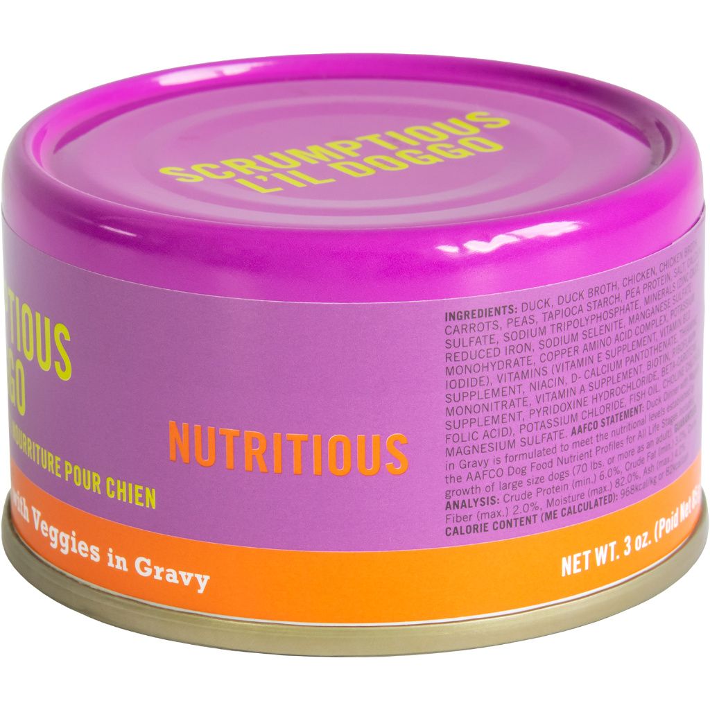 Scrumptious L'Il Doggo Duckilicious Duck Dinner With Veggies In Gravy 3oz