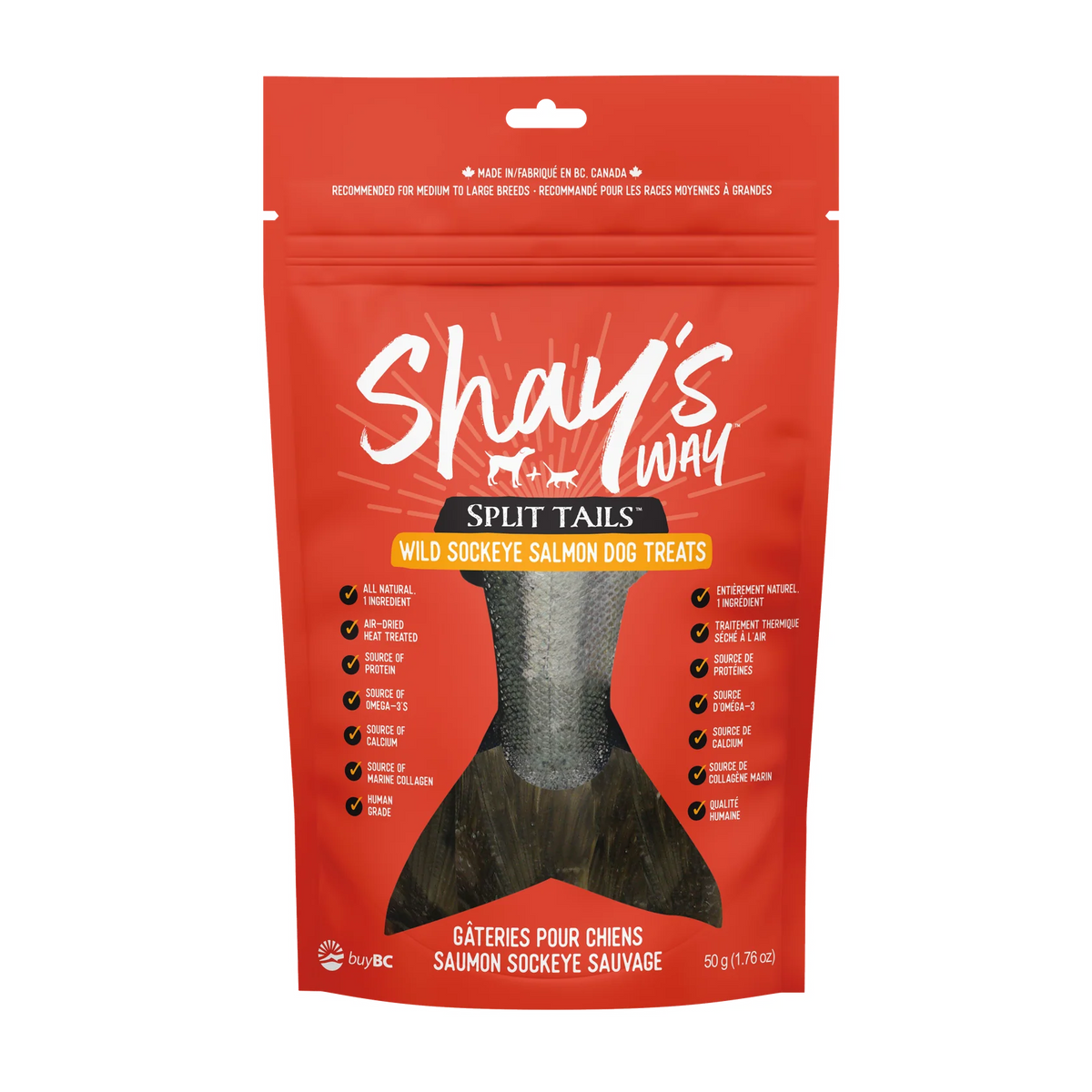 Shay's Way Split Tails Wild Sockeye Salmon Dog Treats 50g/1.76oz