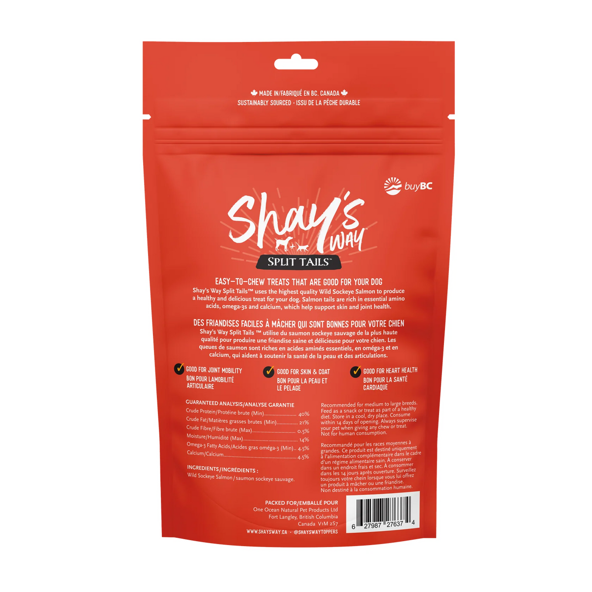 Shay's Way Split Tails Wild Sockeye Salmon Dog Treats 50g/1.76oz