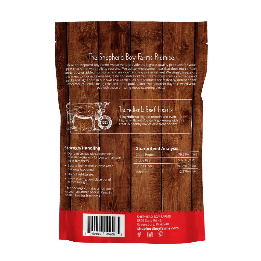 Shepherd Boy Farms Freeze Dried Beef Hearts 3Oz/85G