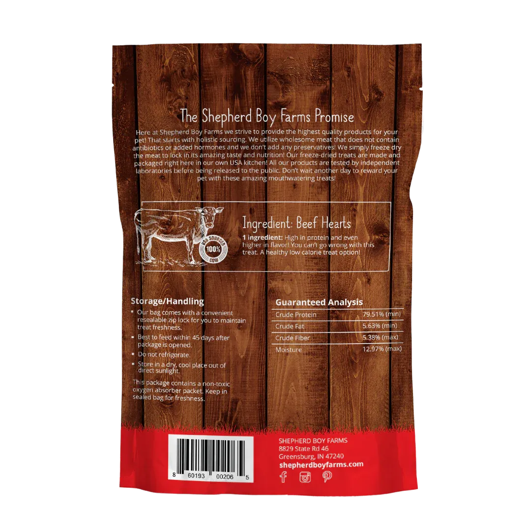 Shepherd Boy Farms Freeze Dried Beef Hearts 3Oz/85G
