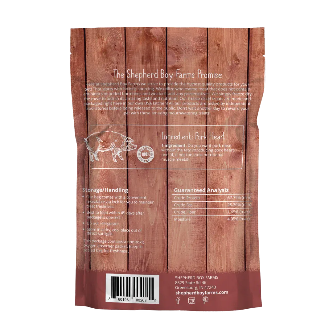Shepherd Boy Farms Freeze Dried Pork Hearts 3Oz/85G