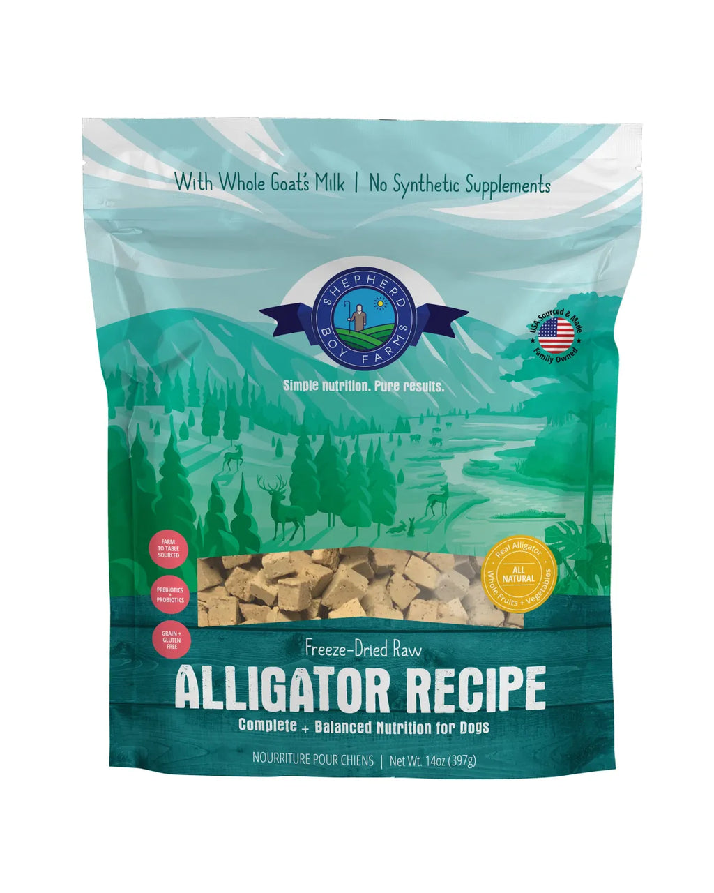 Shepherd Boy Farms Freeze Dried Raw Alligator Recipe 14Oz/397G