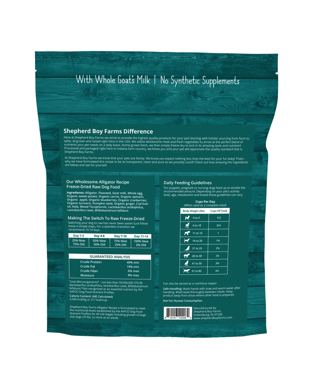 Shepherd Boy Farms Freeze Dried Raw Alligator Recipe 14Oz/397G