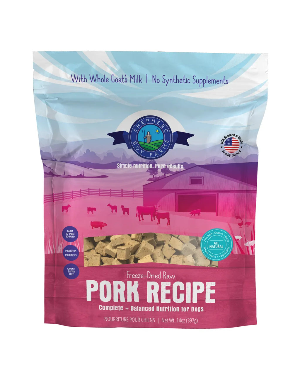 Shepherd Boy Farms Freeze Dried Raw Pork Recipe 14Oz/397G