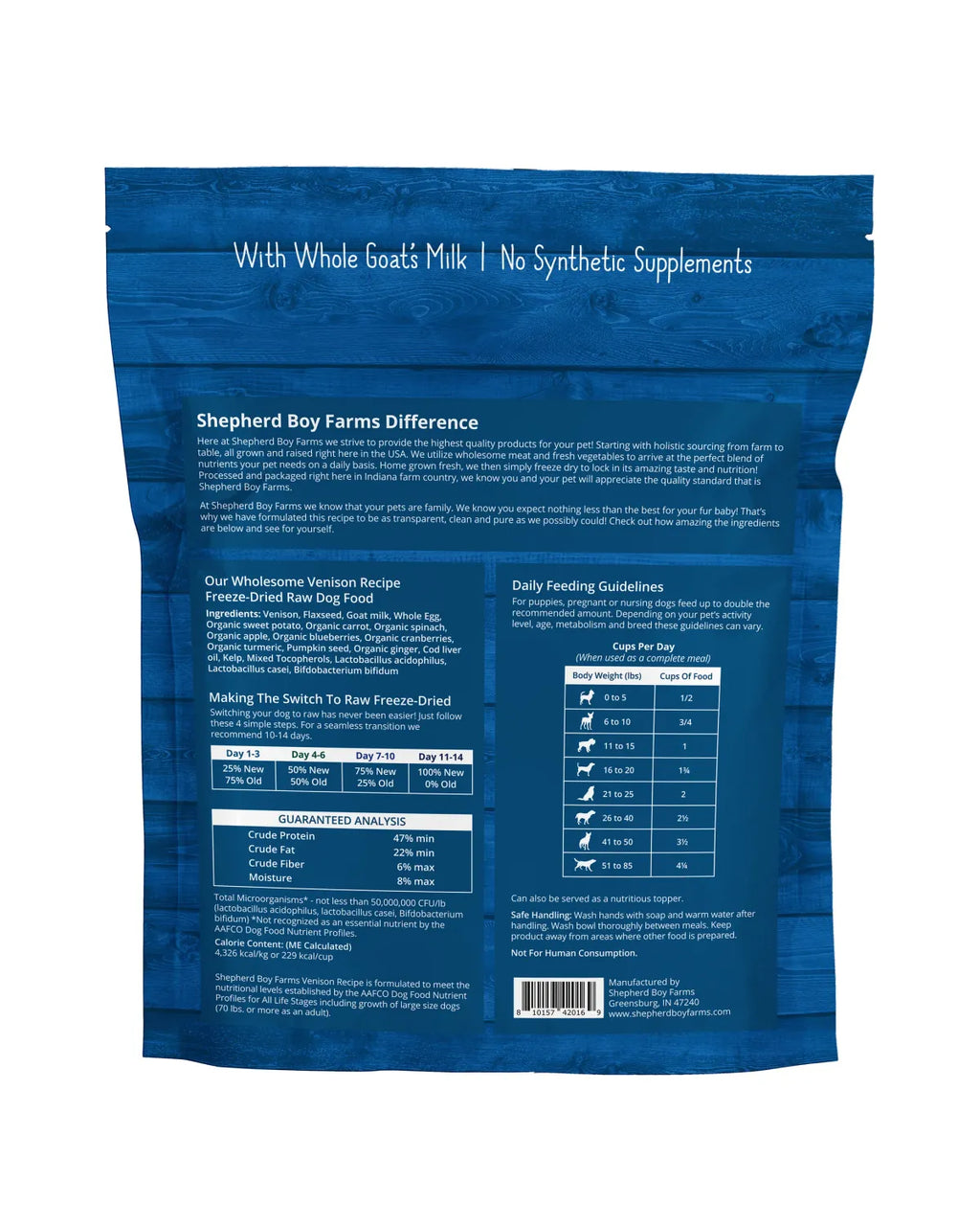 Shepherd Boy Farms Freeze Dried Raw Venison Recipe 14Oz/397G