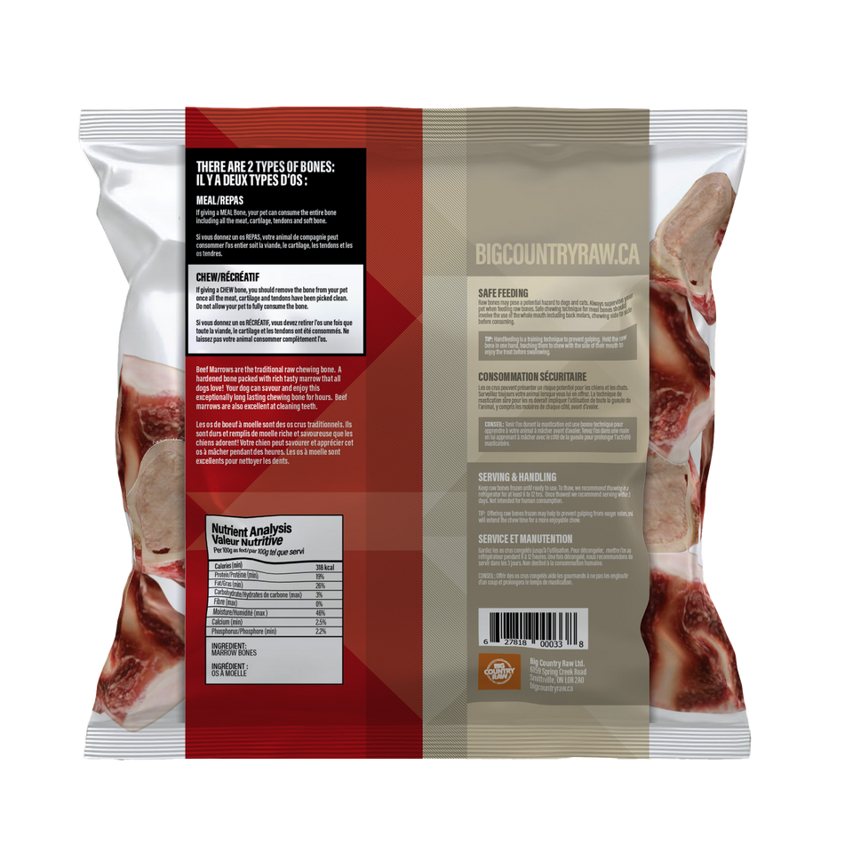 Big Country Raw Beef Marrow Bone Small 2Lb/908G