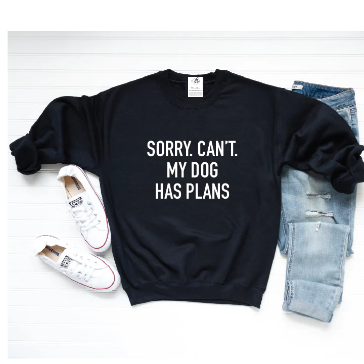 Blonde Ambition Apparel & Designs 'Sorry. Can't. My Dog Has Plans' Black Hoodie XX-Large