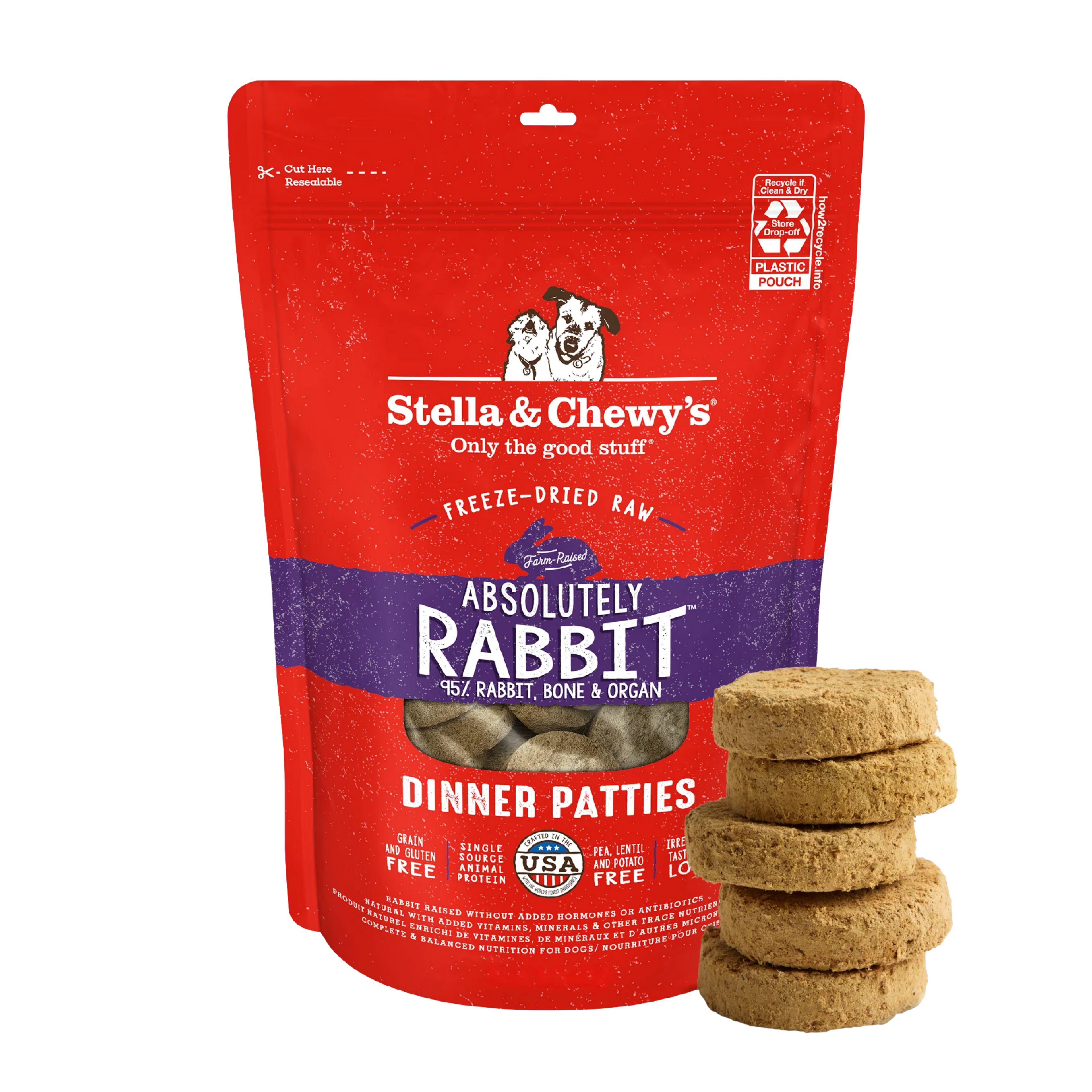 Stella & Chewy Dog Freeze Dried Dinner Patties Absolutely Rabbit 14Oz/397G