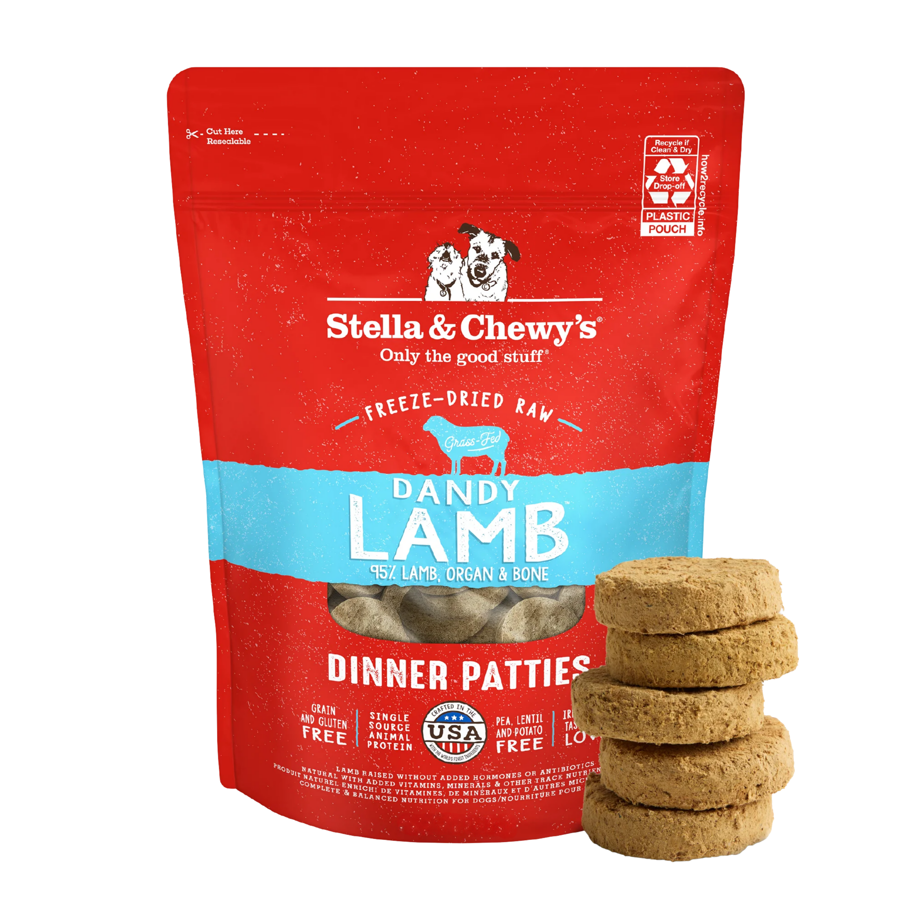 Stella & Chewy Dog Freeze Dried Dinner Patties Dandy Lamb 14Oz/397G
