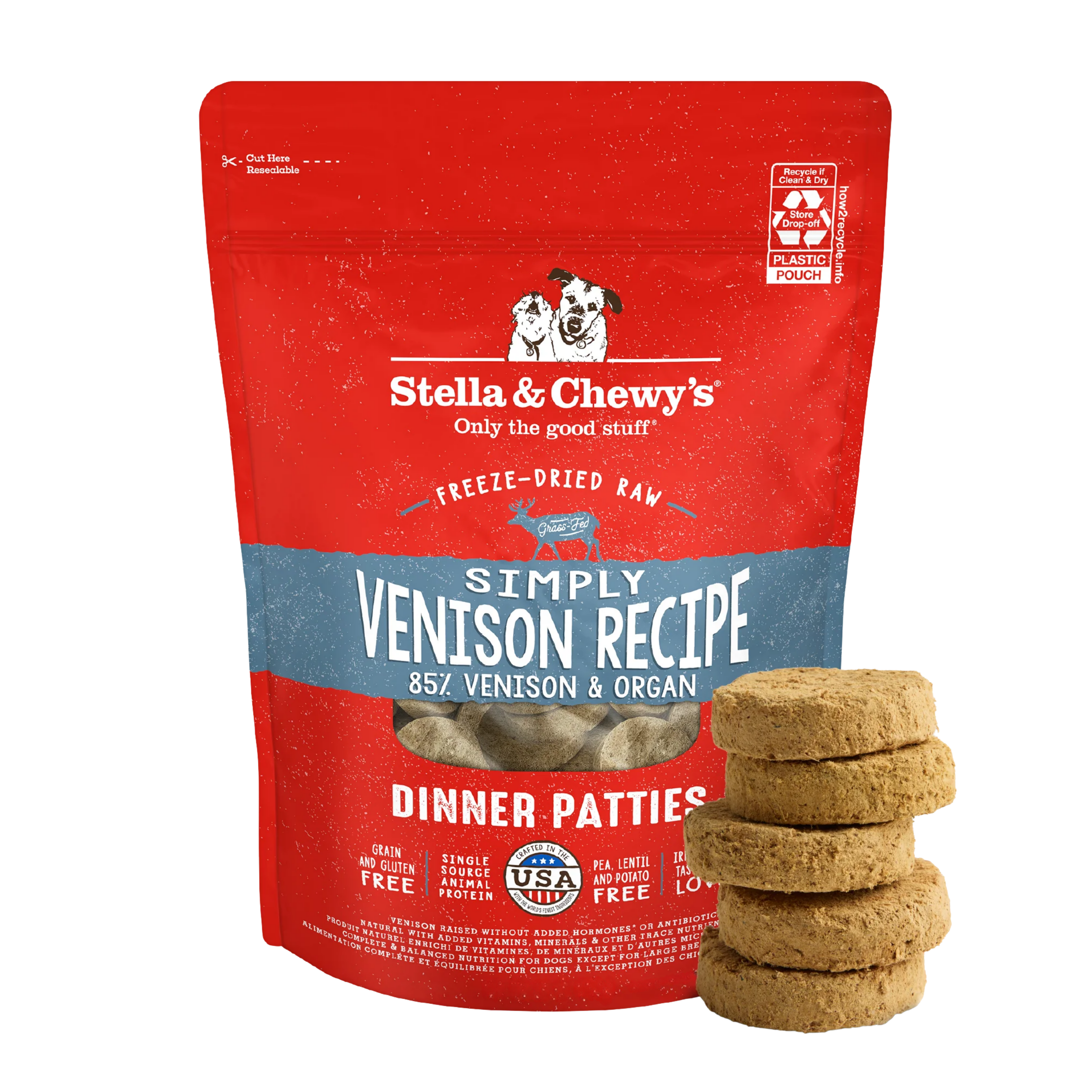 Stella & Chewy Dog Freeze Dried Dinner Patties Simply Venison 14Oz/397G