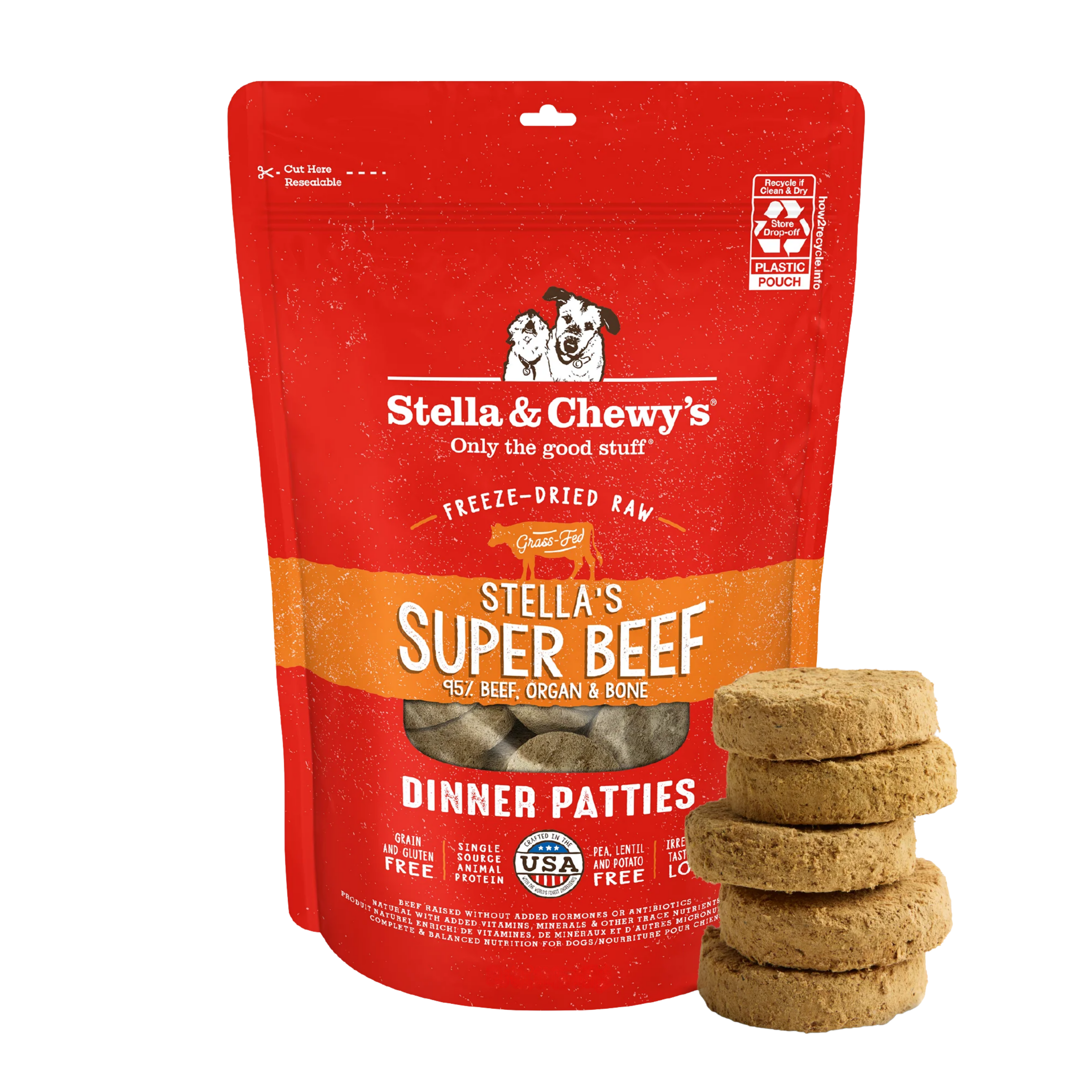 Stella & Chewy Dog Freeze Dried Dinner Patties Super Beef 5.5Oz/156G