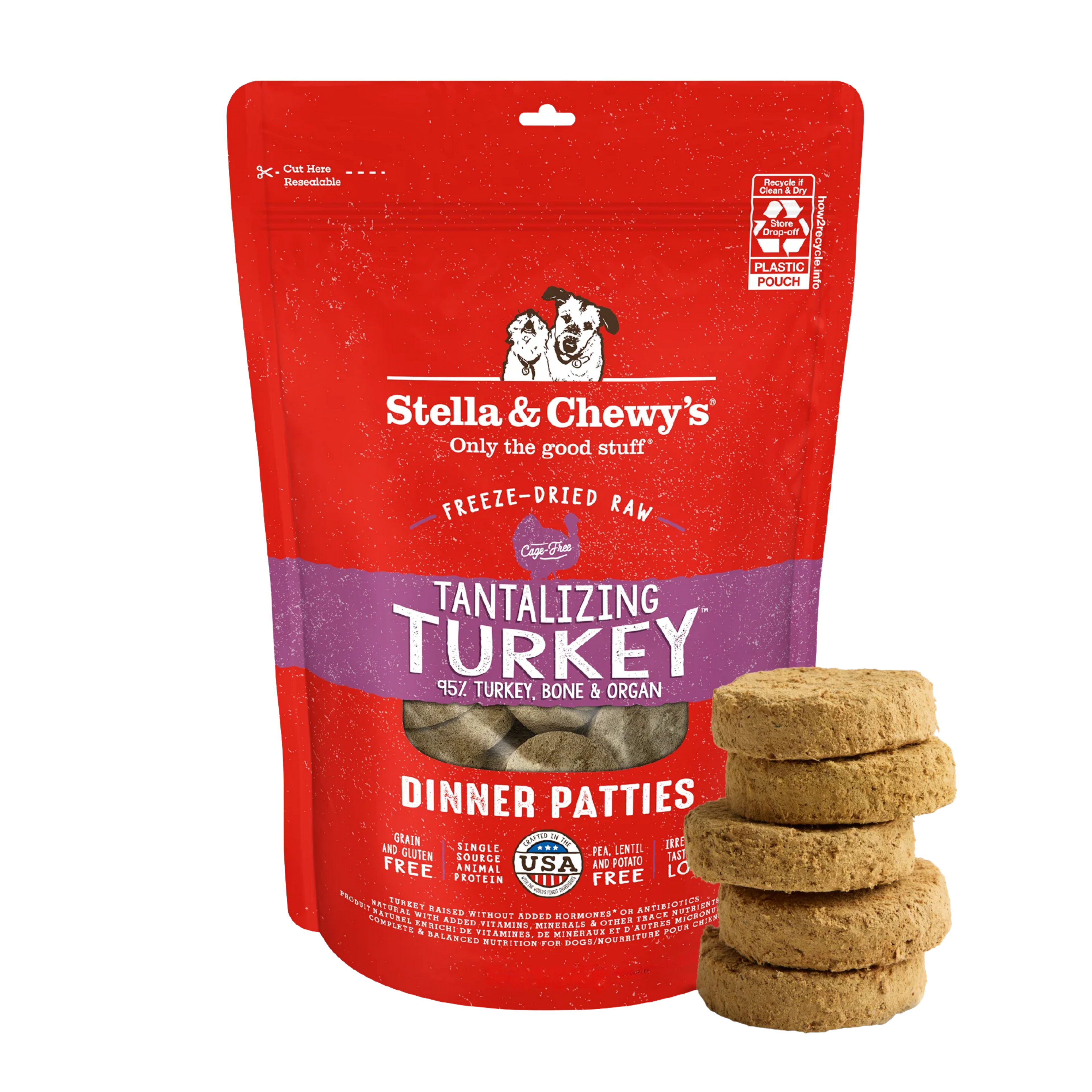 Stella & Chewy Dog Freeze Dried Dinner Patties Tantalizing Turkey 14oz/397g