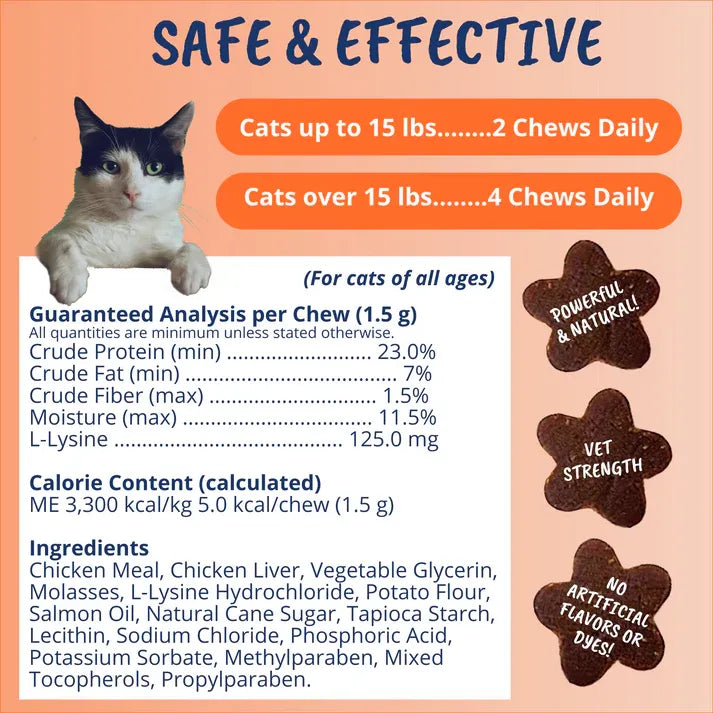 Under The Weather Cat L-Lysine Soft Chews 60ct 3.17oz/90g