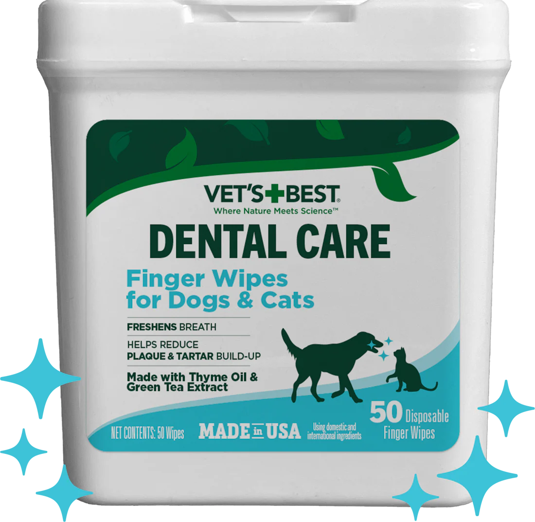 Vet's Best Dental Dog & Cat Finger Wipes 50ct
