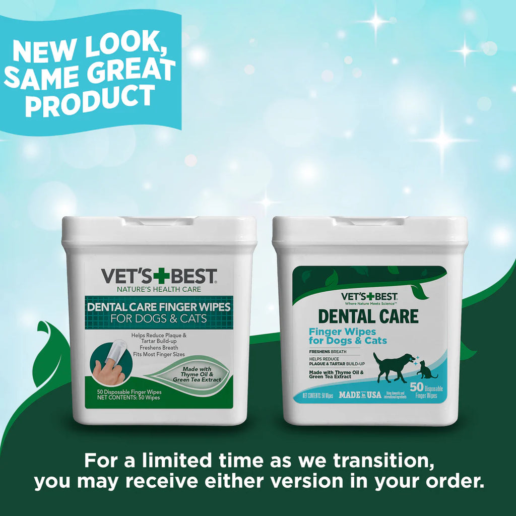 Vet's Best Dental Dog & Cat Finger Wipes 50ct