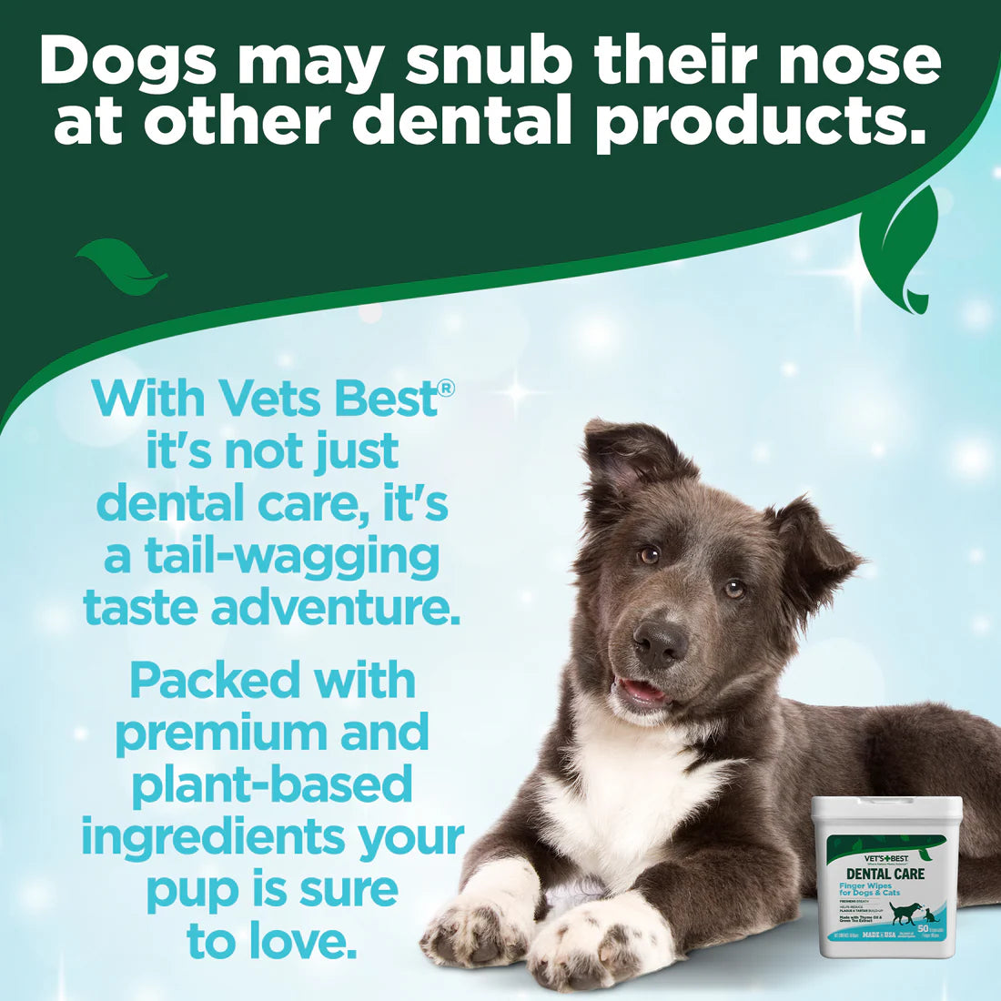 Vet's Best Dental Dog & Cat Finger Wipes 50ct
