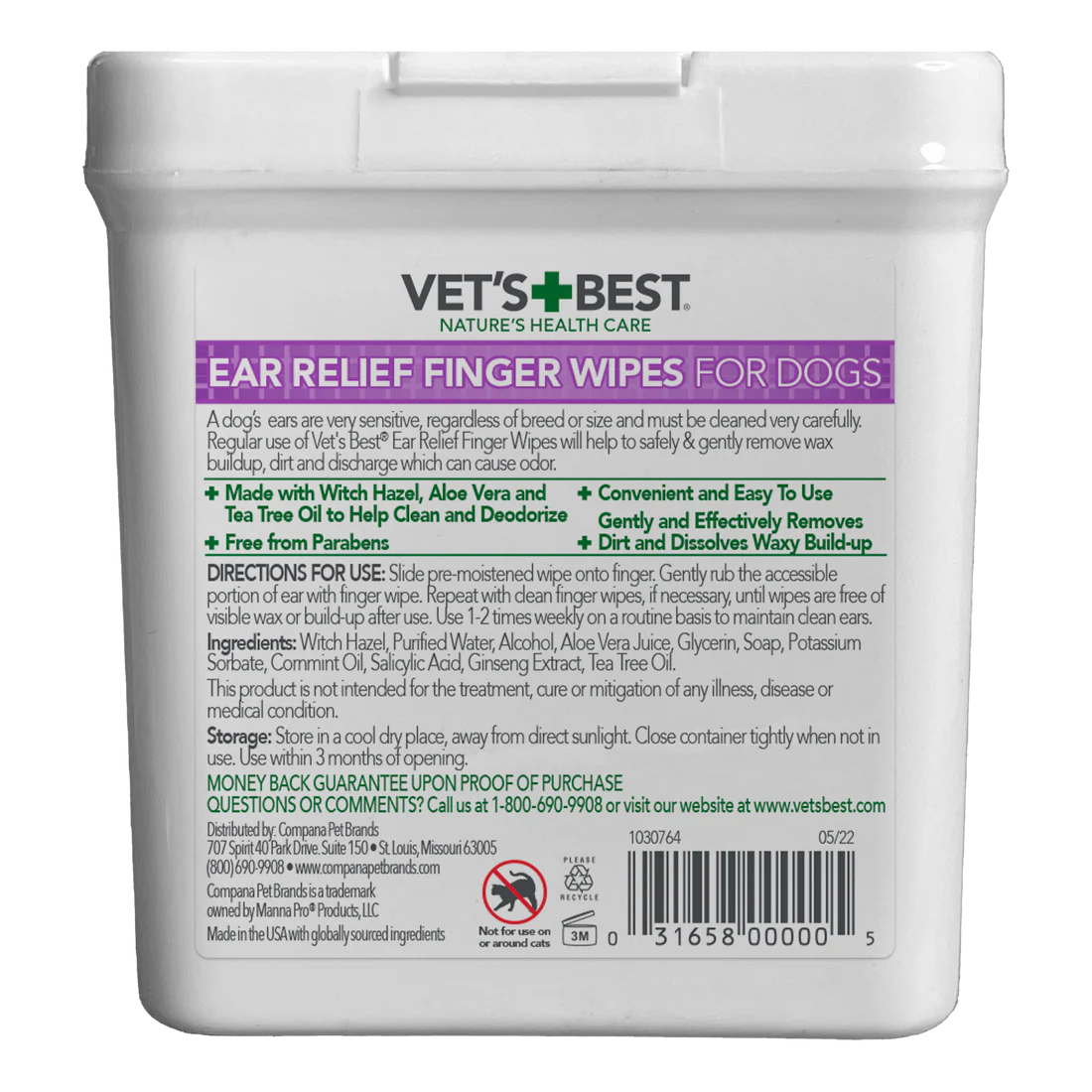 Vet's Best Ear Relief Finger Wipes For Dogs 50ct