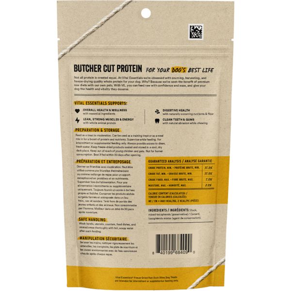 Vital Essentials Freeze Dried Duck Bites 2oz