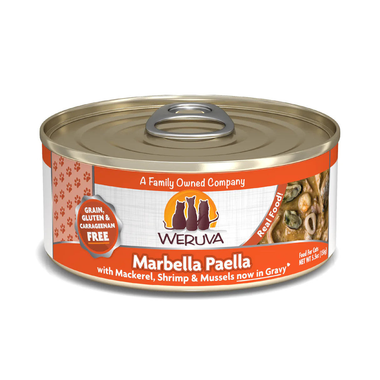Weruva Classic Cat 'Marbella Paella' With Mackerel, Shrimp & Mussels In Gravy 5.5Oz/155G