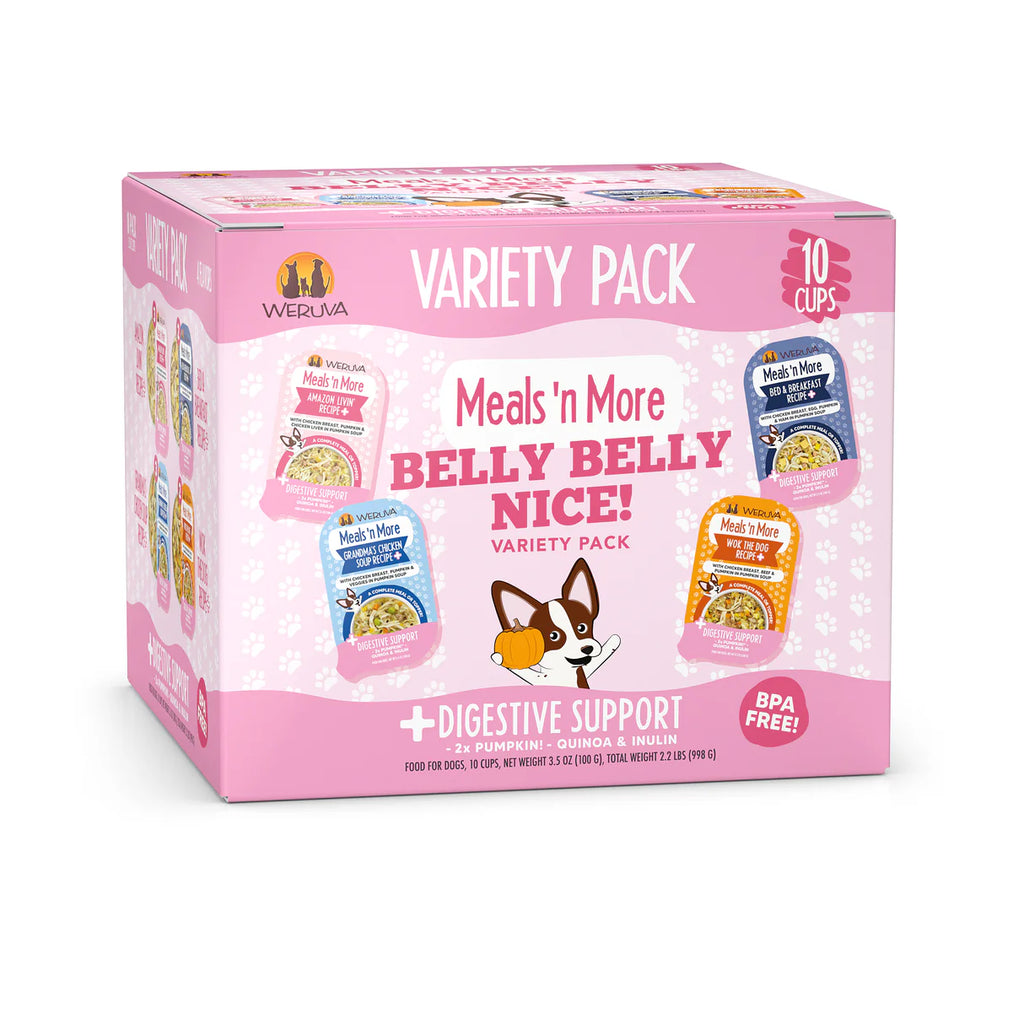 Weruva Dog Meals'N More Belly Be Nice +Digestive Support Variety Pack 3.5oz/100g X 10 Cups