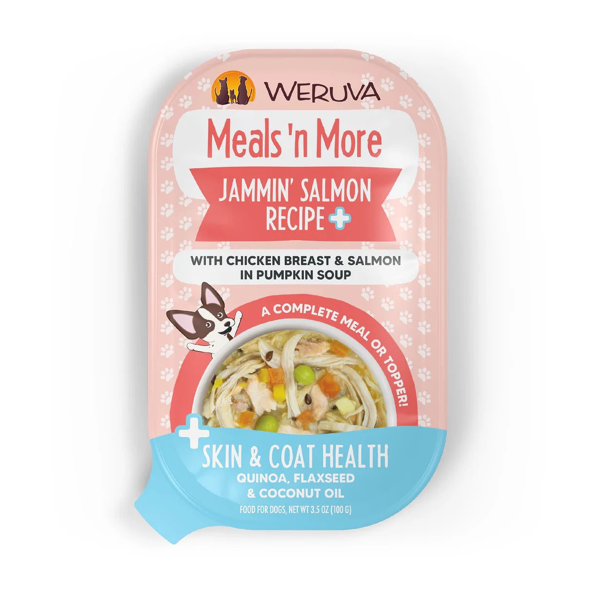 Weruva Dog Meals'N More Jammin' Salmon Recipe +Skin & Coat Health 3.5Oz/100G