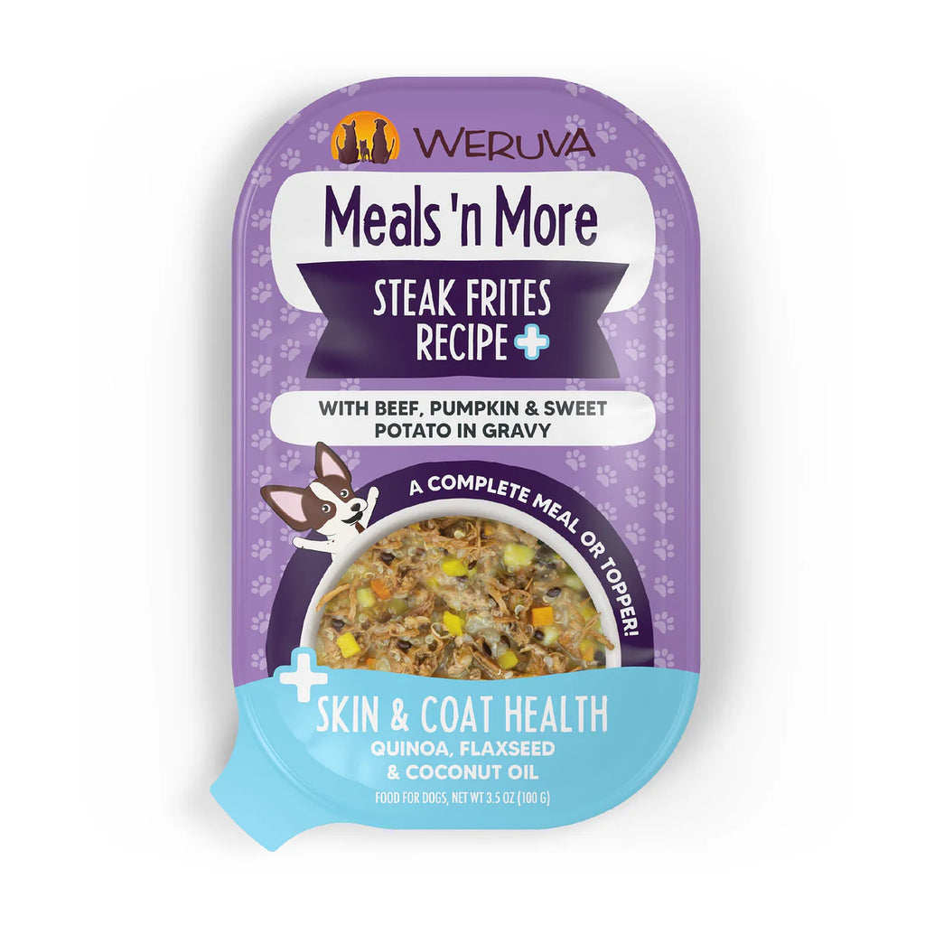 Weruva Dog Meals'N More Steak Frites Recipe +Skin & Coat Support 3.5Oz/100G