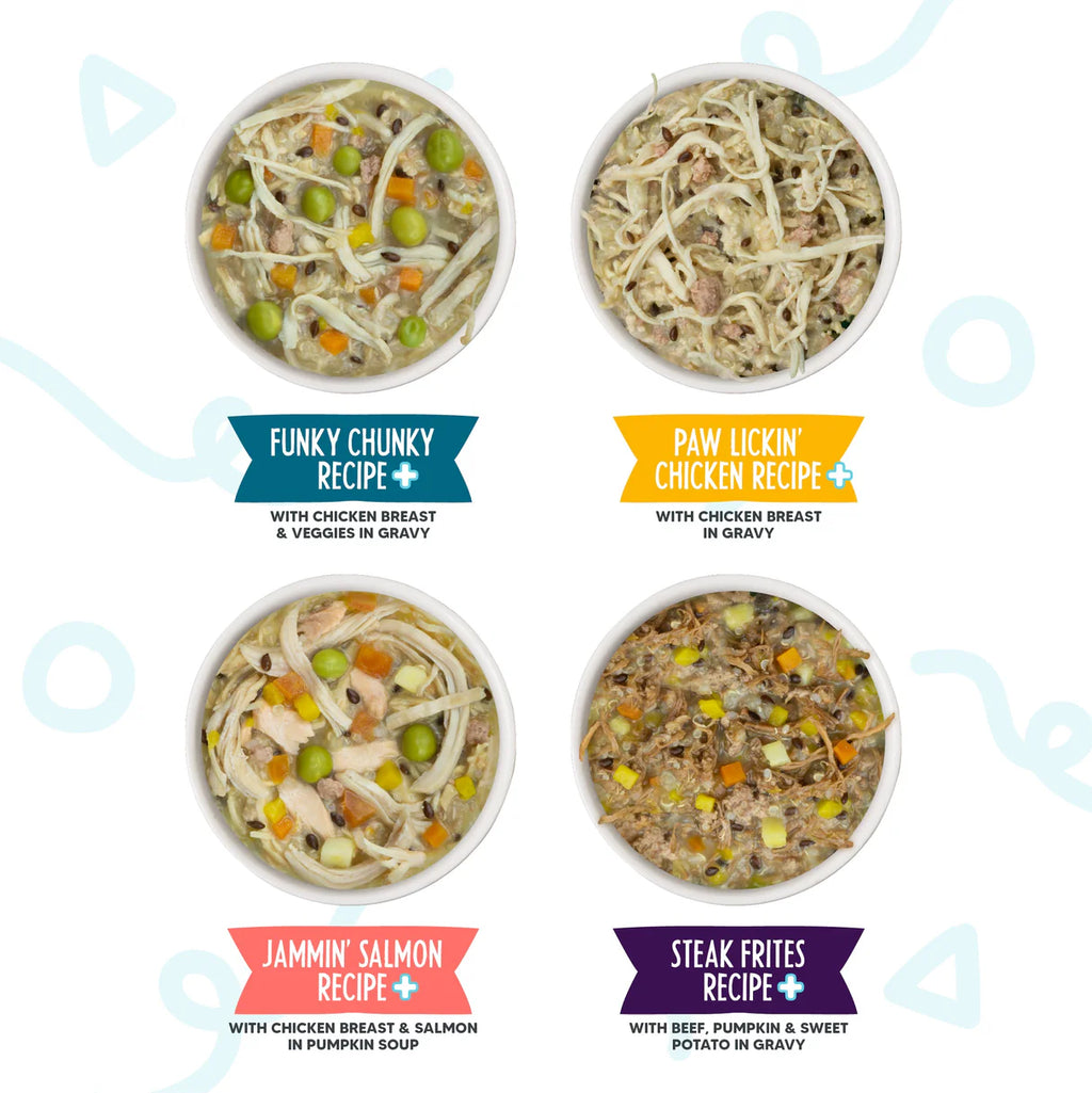 Weruva Dog Meals'N More Woof Woof Floof +Skin & Coat Health Variety Pack 3.5oz/100g X 10 Cups