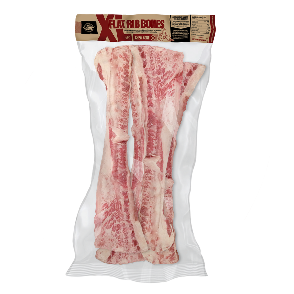 Big Country Raw Xl Flat Rib Bone 4Pc