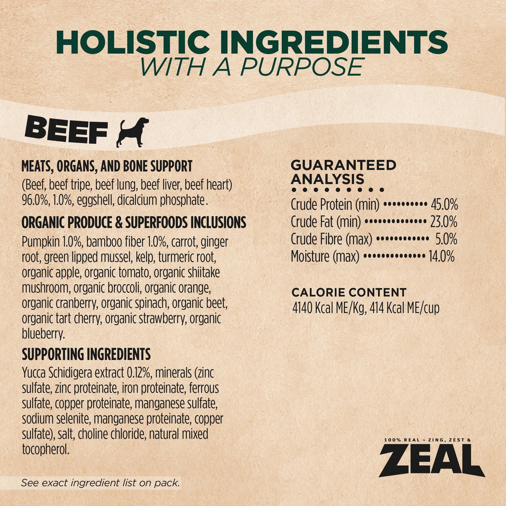 Zeal Dog Gently Air-Dried Beef 5oz/142g