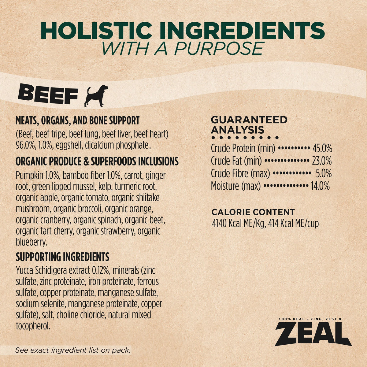 Zeal Dog Gently Air-Dried Beef 5oz/142g