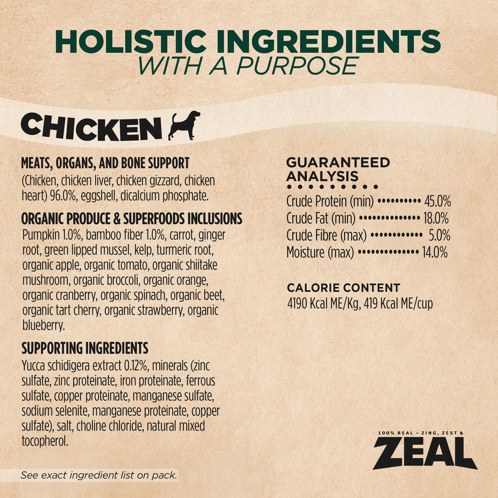 Zeal Dog Gently Air-Dried Chicken 5oz/142g