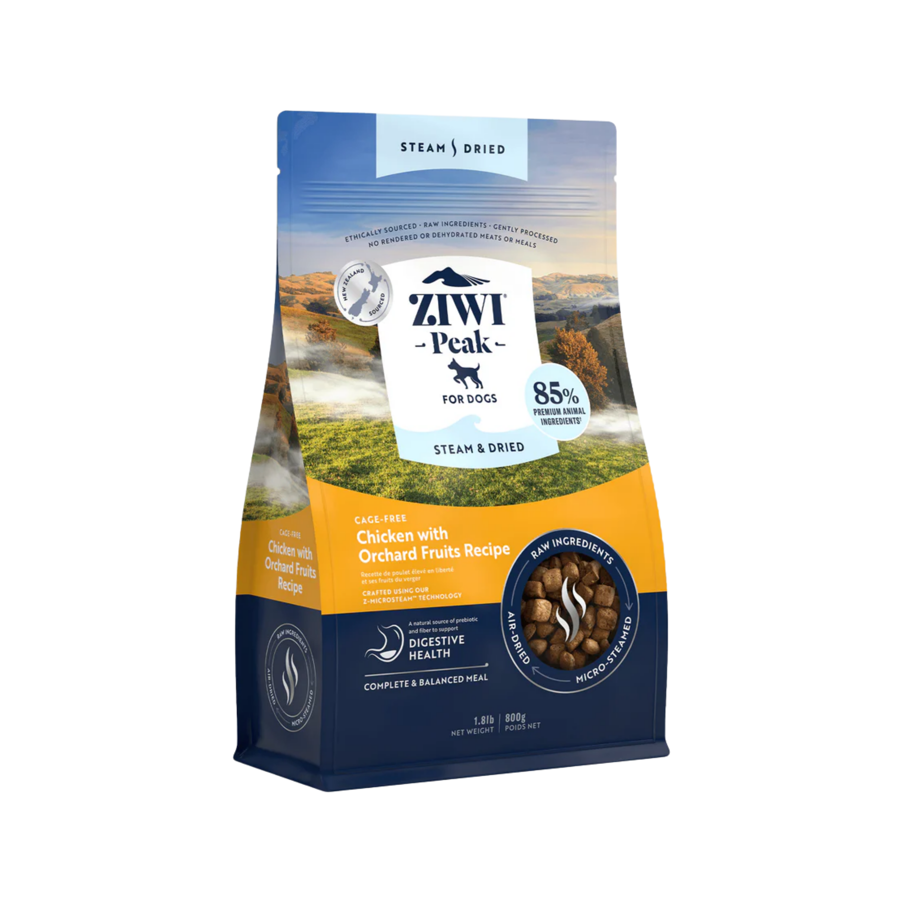 Ziwi Peak Dog Steam & Dried Grass Fed Chicken With Orchard Fruits Recipe 1.8lb/800g