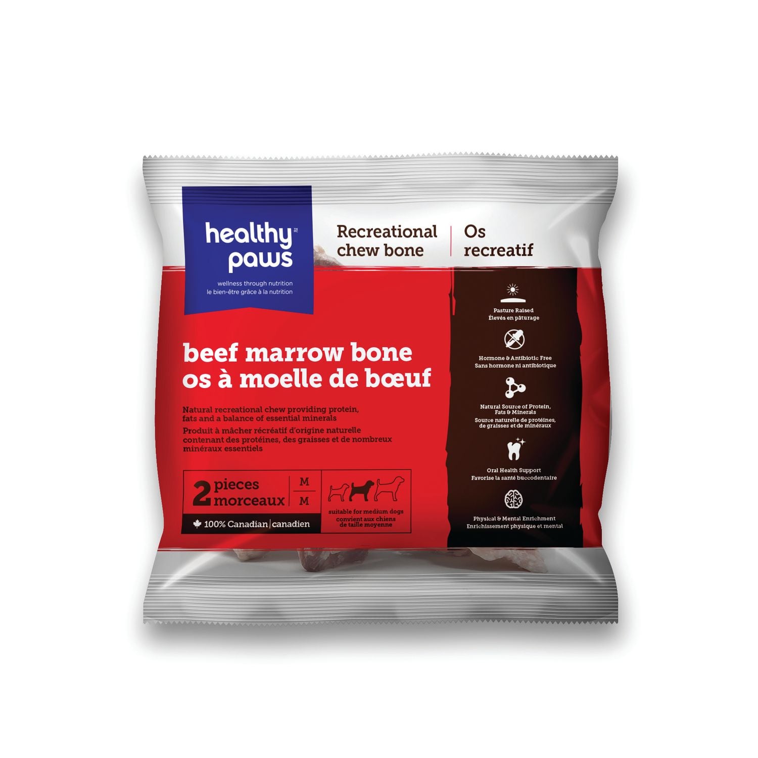 Healthy Paws Beef Marrow Bone Medium 2Pk