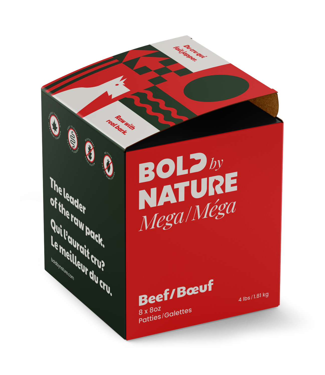 Bold By Nature Dog Mega Beef Patties 4Lb/1.8Kg
