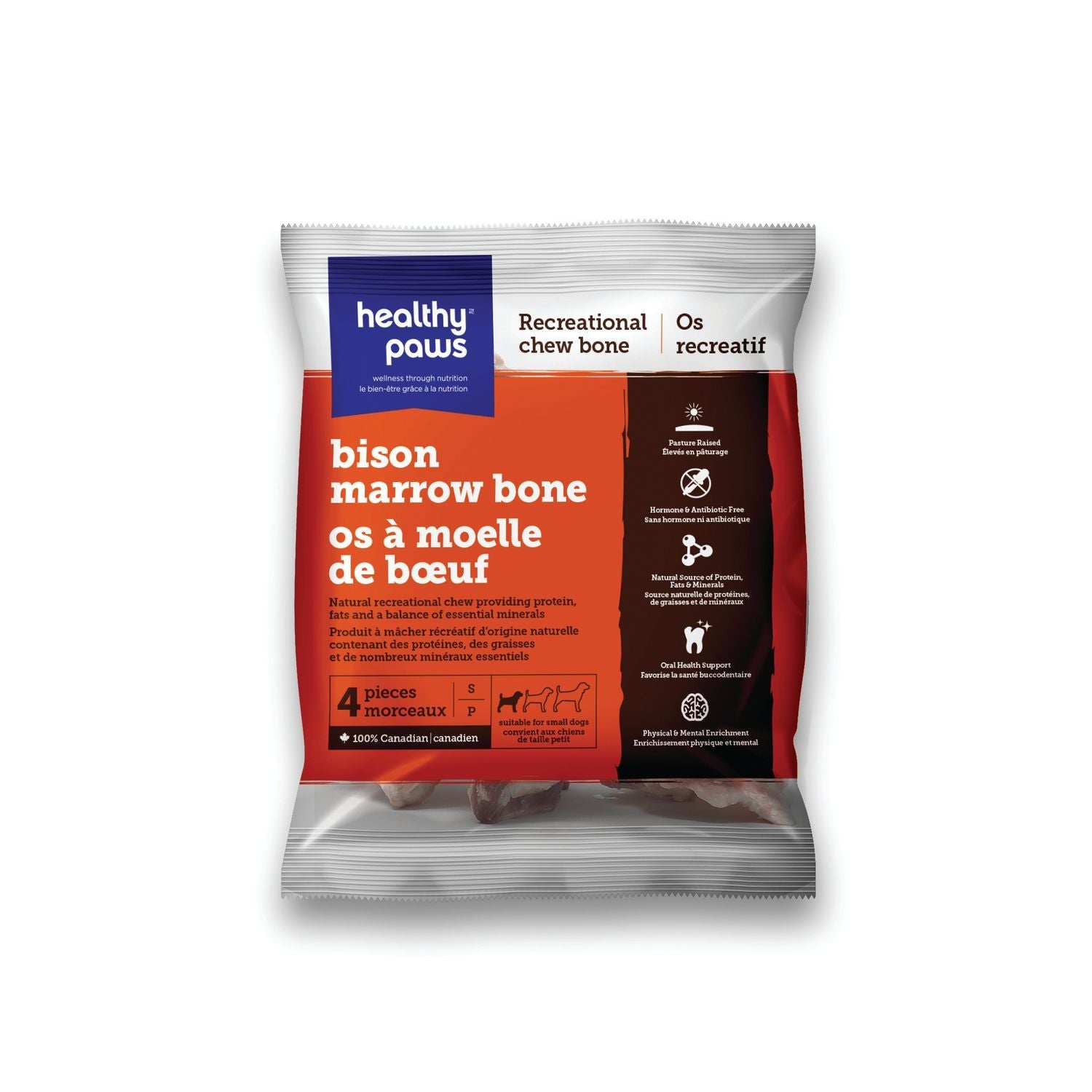 Healthy Paws Bison Marrow Bone Small 4pk