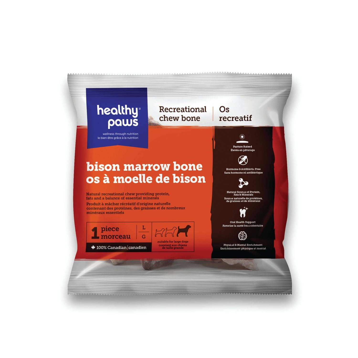 Healthy Paws Bison Marrow Bone Large 1pk